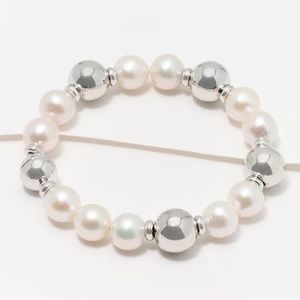 Honora Cultured Ming Pearl & Polished Bead Bracelet, Magnetic Closure, SS
